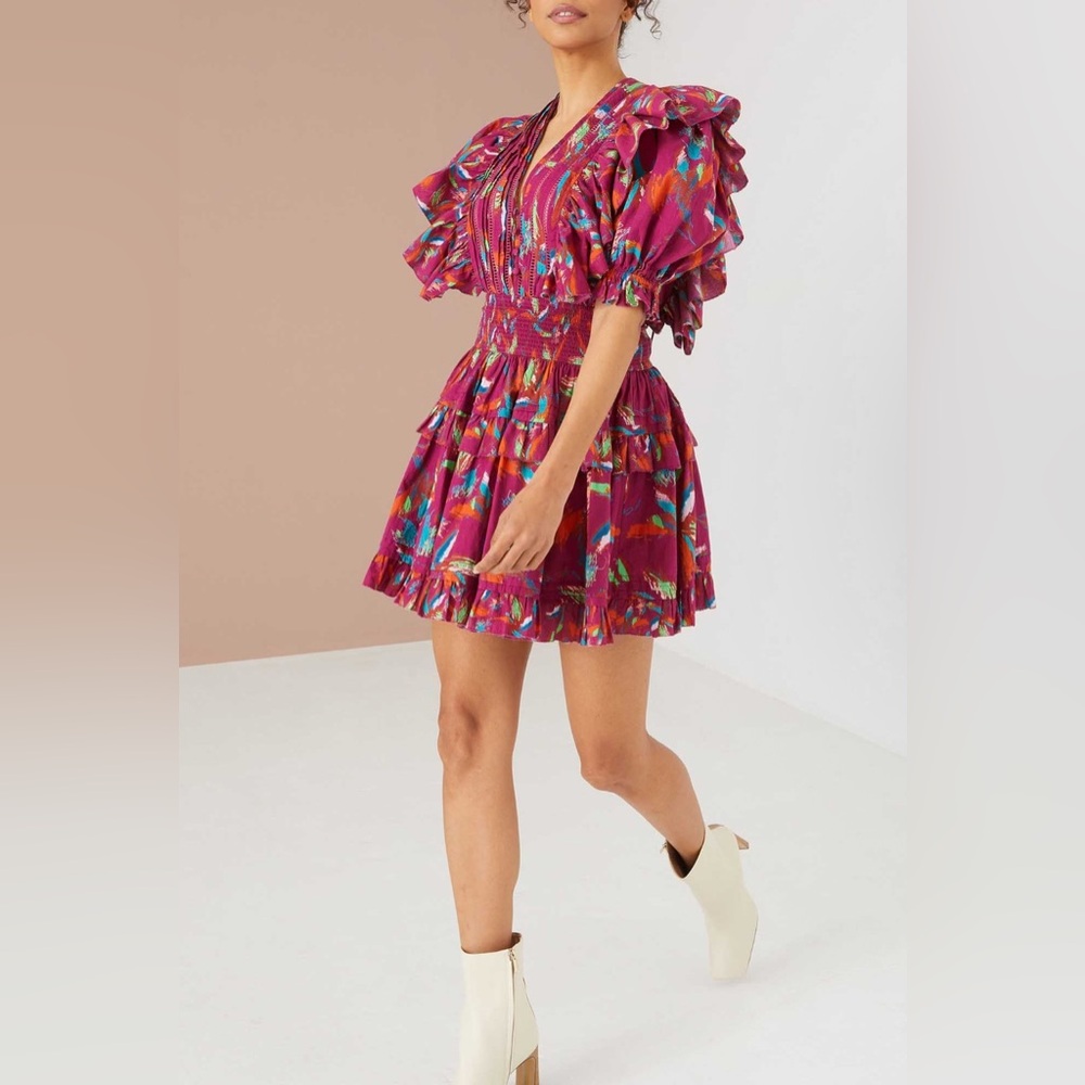 Alivia, Perla Dress Scribble Burst Mauve Mini, XS | 0204